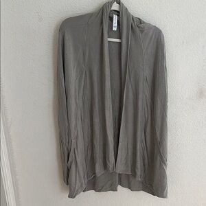 Gray Open Front Cardigan Sweater